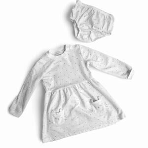 Carter's Baby Girls Cat-Face Polka-Dot Fleece Dress with Diaper Cover